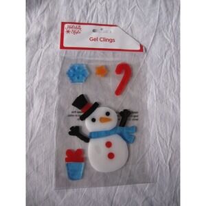 NEW Christmas Frosty the Snowman window Gel Clings 13 pcs Present Star Decor
